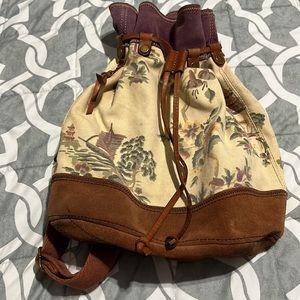 Lucky Brand Canvas and Suede Vintage Backpack